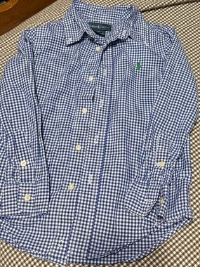 Ralph Lauren Blue and White Gingham Button-Up Shirt